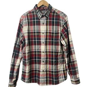 Eddie Bauer Classic Fit Plaid Casual 100% Cotton Flannel Button Down Shirt L